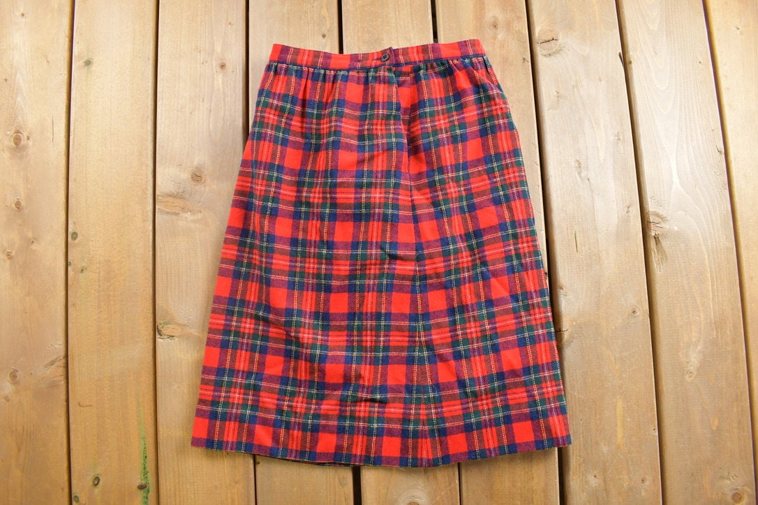 Vintage 1970s Petite Pendleton Plaid Skirt Size 25 x 23