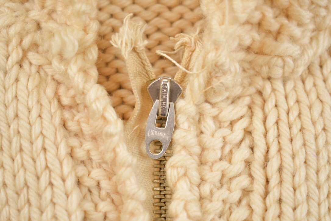 Vintage 1960s Hunting Cowichan Knit Cardigan Sweater