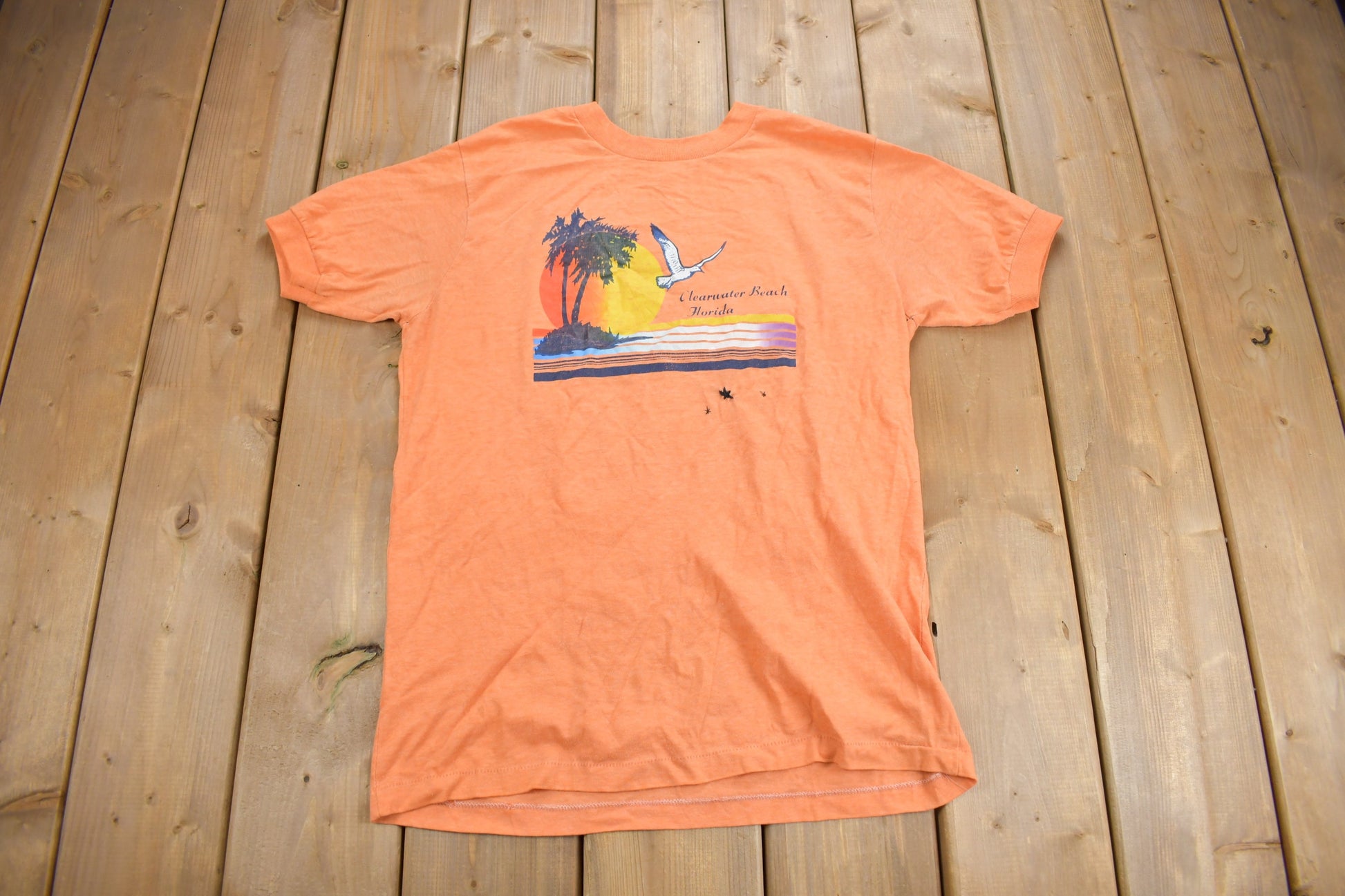 Vintage 1970s Clearwater Beach Florida Souvenir T Shirt