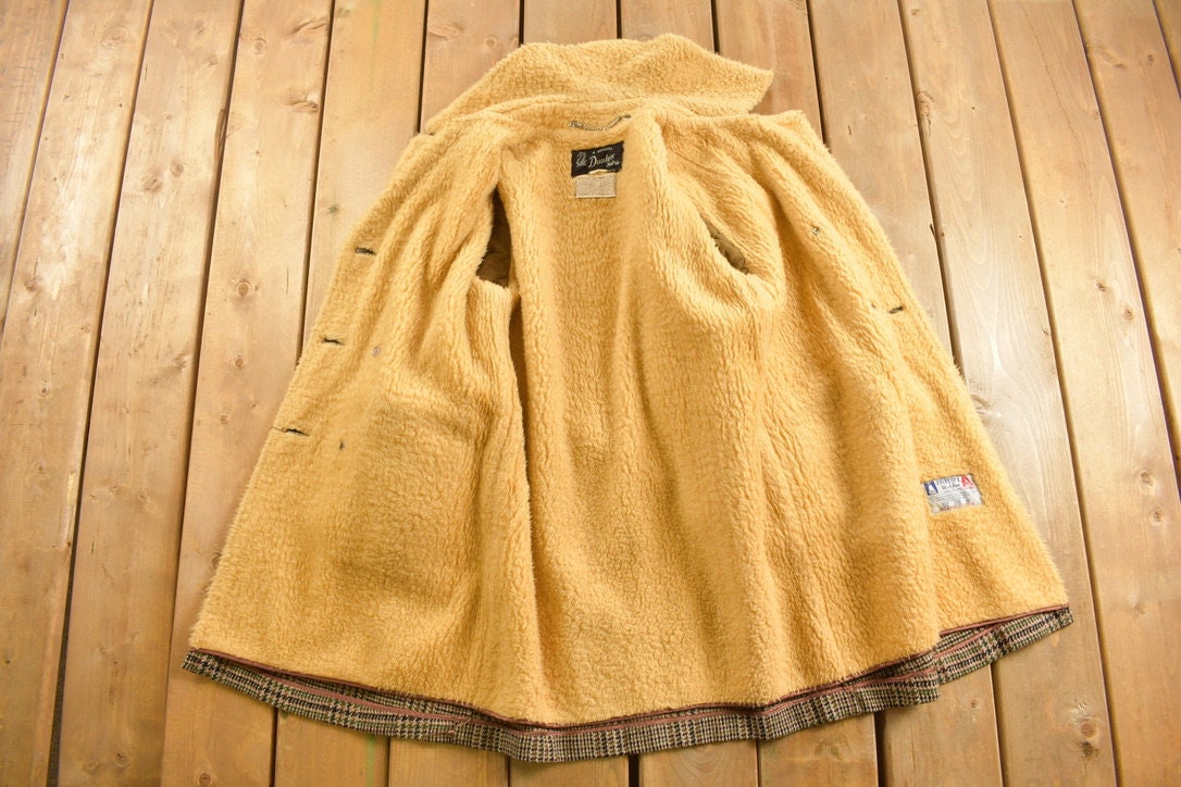 Vintage 1970s Duntex Zoeppritz Fur Lined Plaid Wool Long Coat