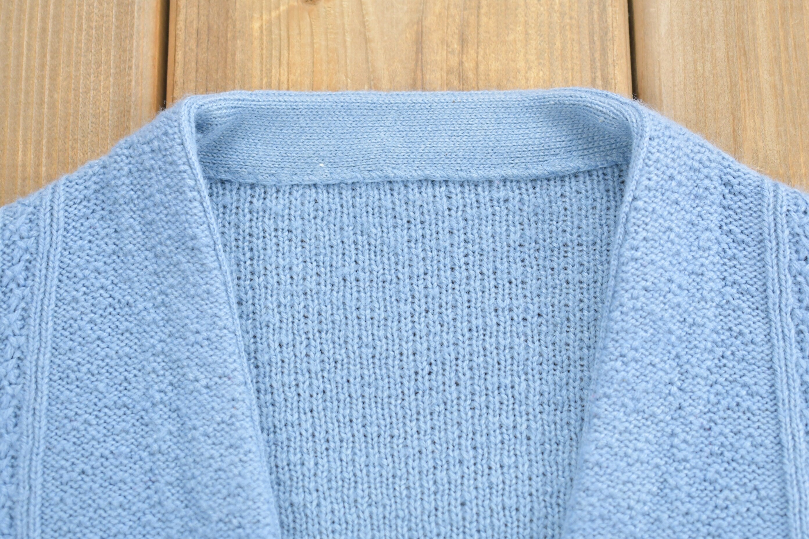 Vintage 1970s Blue Knitted Cardigan Sweater