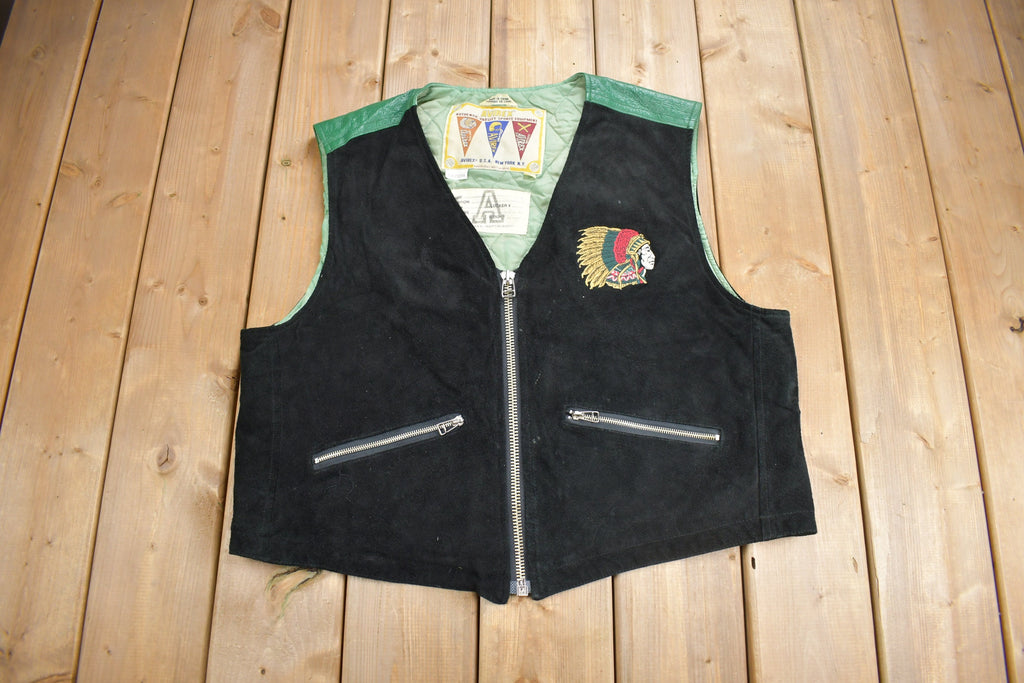 Vintage 1990s Avirex Varsity Sports Suede Vest