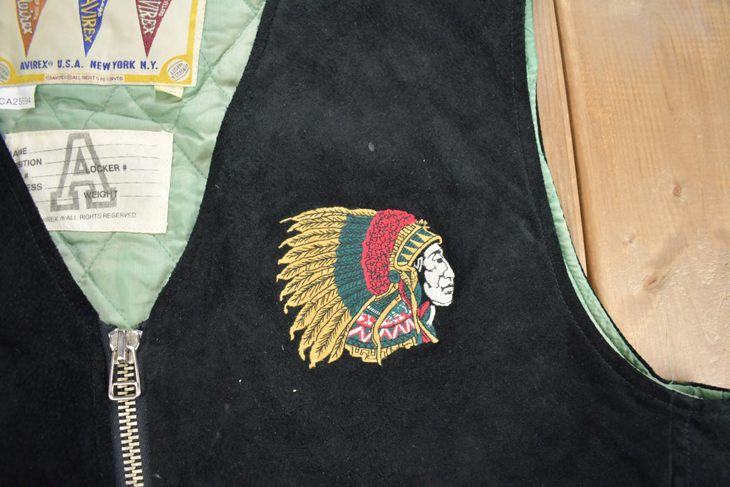 Vintage 1990s Avirex Varsity Sports Suede Vest
