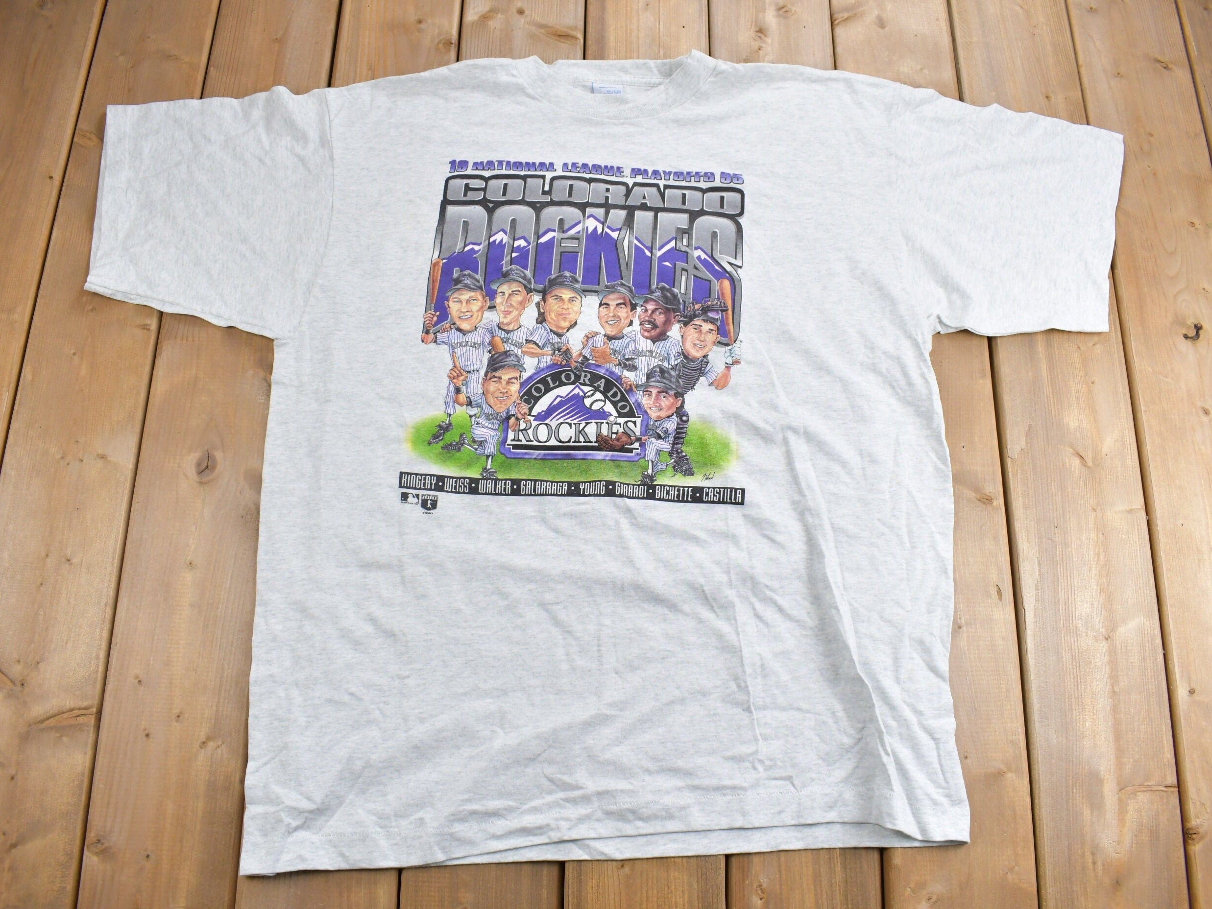 Vintage 1995 Colorado Rockies MLB Big Head Graphic T Shirt
