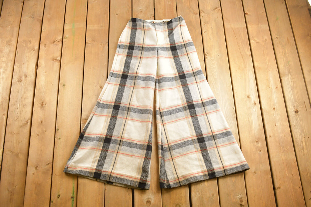 Vintage 1970s Big Flared Plaid Pants Size 26 x 31