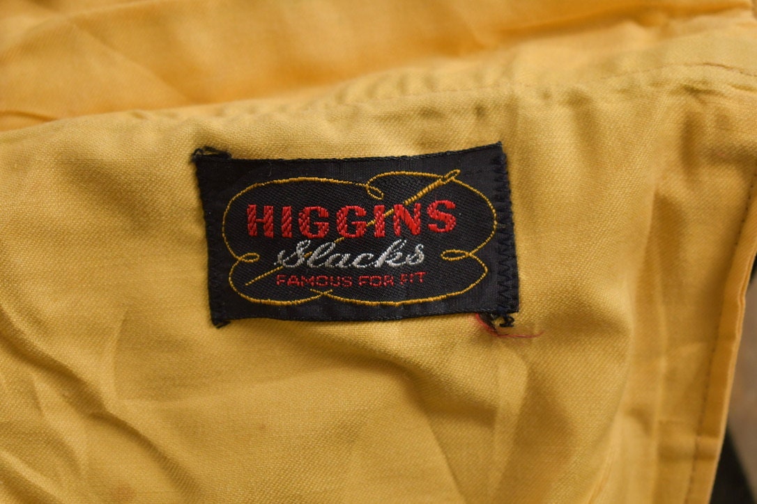 Vintage 1970s Higgins Slacks Green Pleated Trousers Size 34 x 30