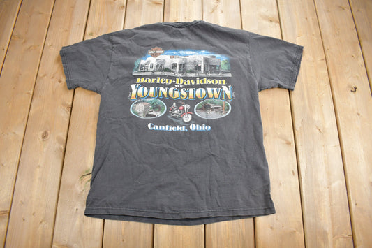 Vintage 1999 Harley Davidson Of Youngstown Canfield Ohio T-Shirt / Made In USA / Biker Tee / Souvenir T Shirt