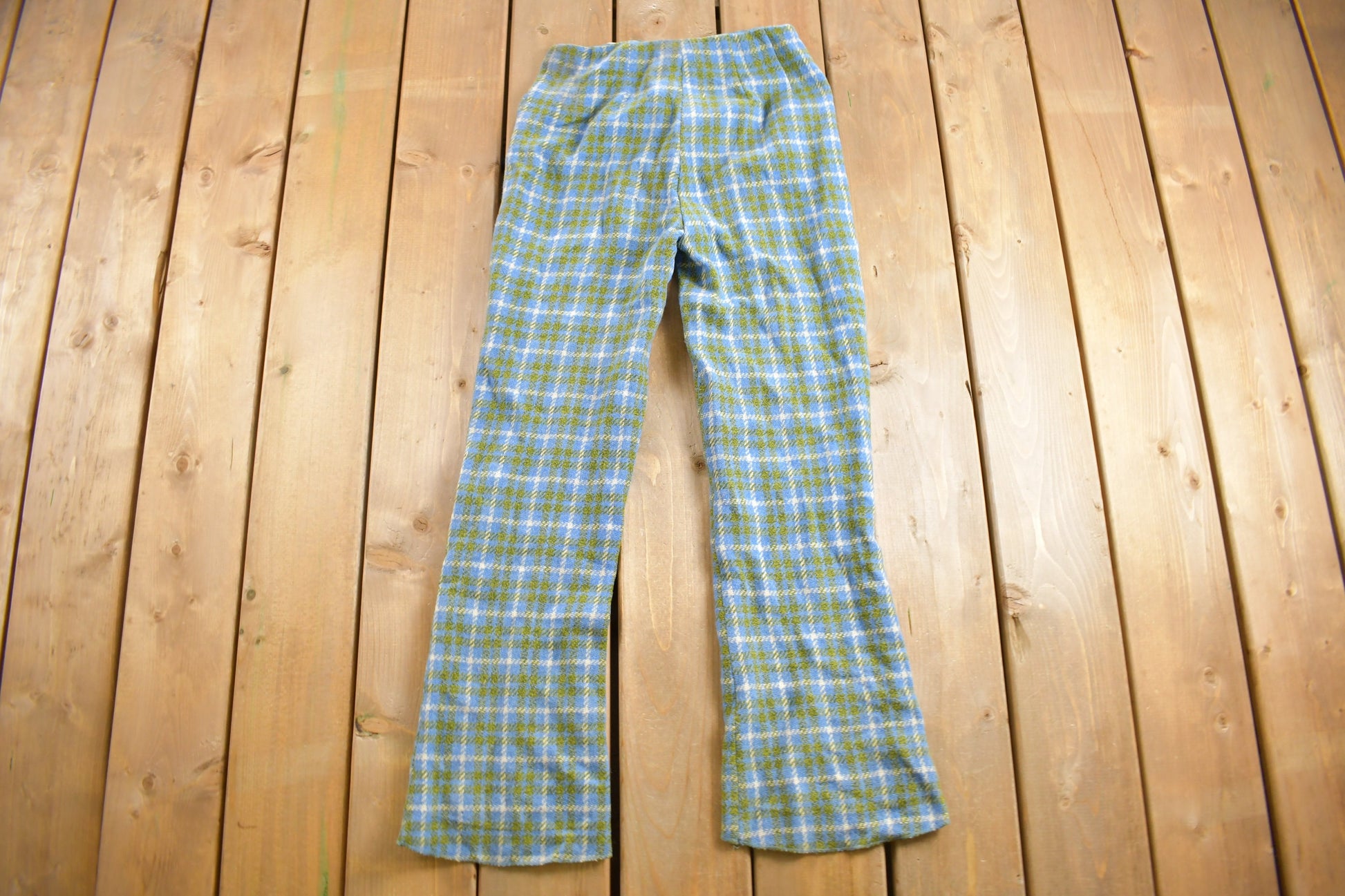 Vintage 1960s Wool Plaid Flared Pants Size 28 x 27.5
