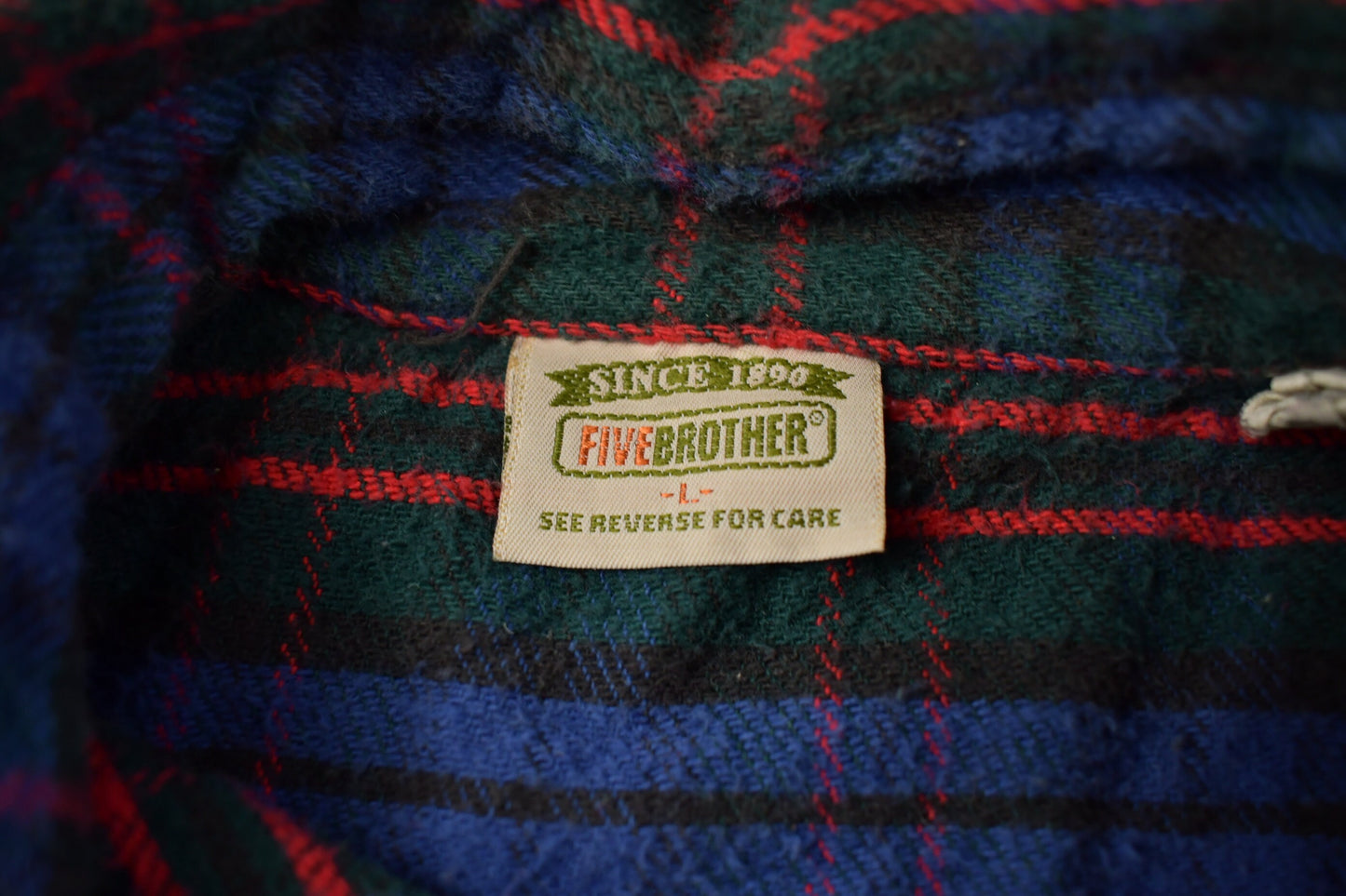 Vintage 1990s Five Brother Plaid Flannel Button Up Shirt / 1990s Button Up / Vintage Flannel / Plaid Shirt / Button Down