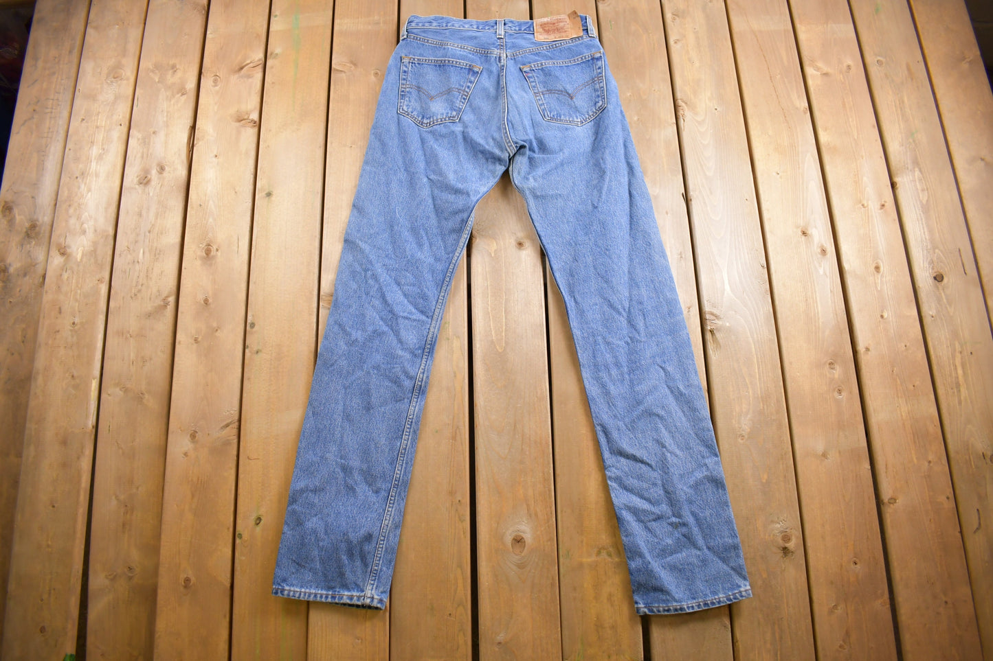 Vintage 1990s Levi's 501 Red Tab Jeans Size 31 x 36 / Blue / Mid Wash / Vintage Denim  / Made In USA / 80s Levi's / Straight Cut