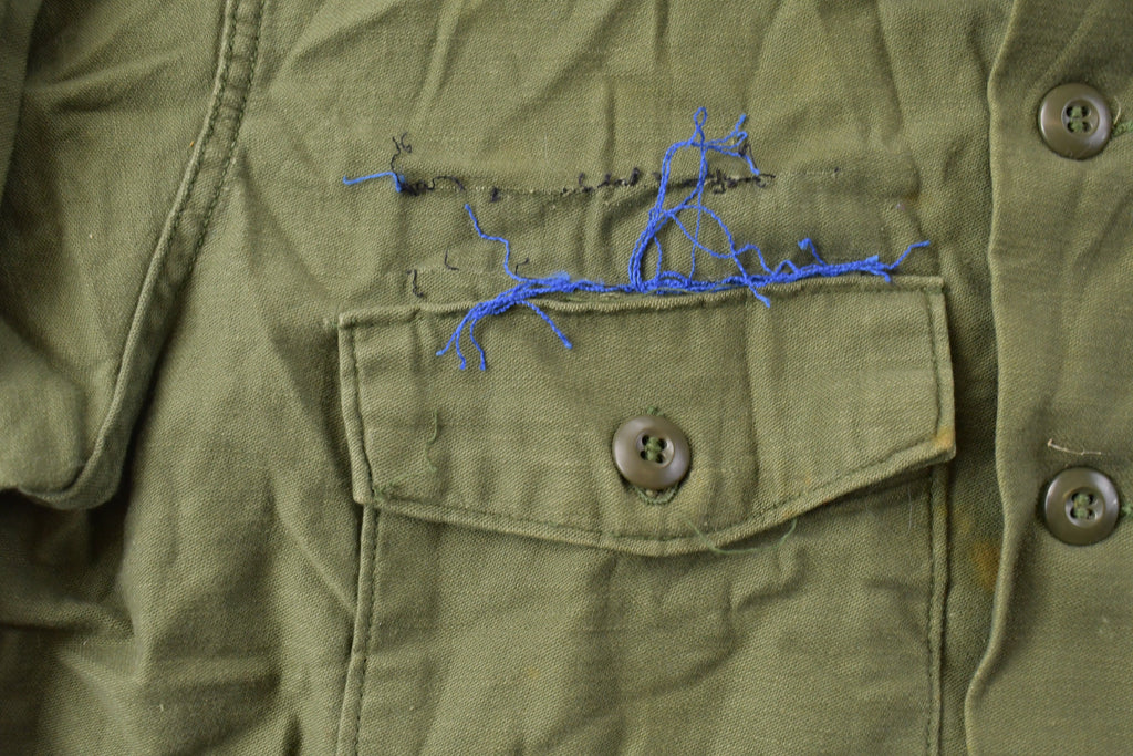 Vintage 1970s US Army Military Green Button Up Shirt
