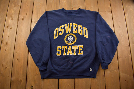 Vintage 1990s Oswego State University Russell Collegiate Crewneck / NCAA Sweatshirt / Sportswear / Americana