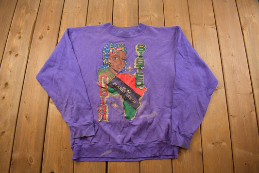 Vintage 1990s Sister Nubian Crewneck Sweatshirt / 90s Crewneck / Made In USA / Streetwear / Essential