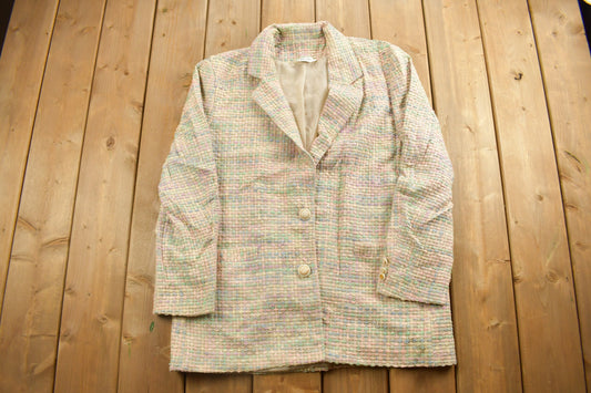 Vintage 1990s Bleyle Patterned Blazer Jacket / Sport Coat  / Vintage 90s Blazer / Suit Jacket / Outdoor / Spring Jacket / Black Watch Blazer