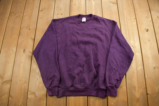 Vintage 1990s Purple Jerzees Blank Crewneck Sweatshirt / 90s Crewneck / Made In USA / Essential / Streetwear / 90s Blank