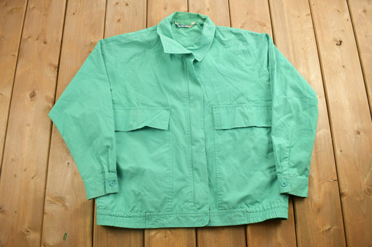 Vintage 90's Limited Collection Green Work Shirt / 1990's Button Up / Worker Shirt / Workwear / Pattern Button Up / Blank Button Up