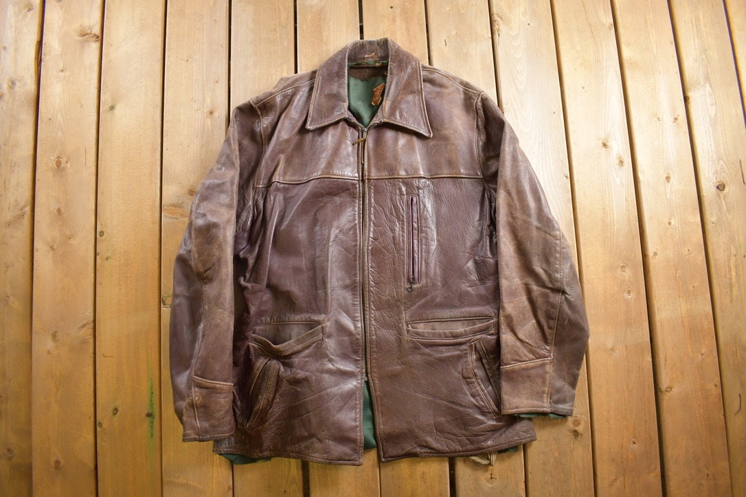 Vintage 1950s Aldencrest Brown Horsehide Leather Jacket