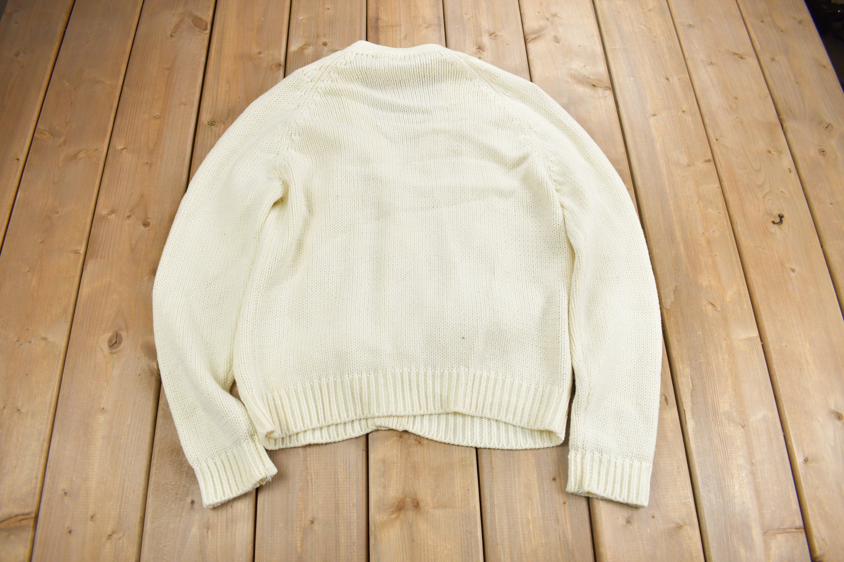 Vintage 1970s 3D Cable Knit Cardigan Sweater