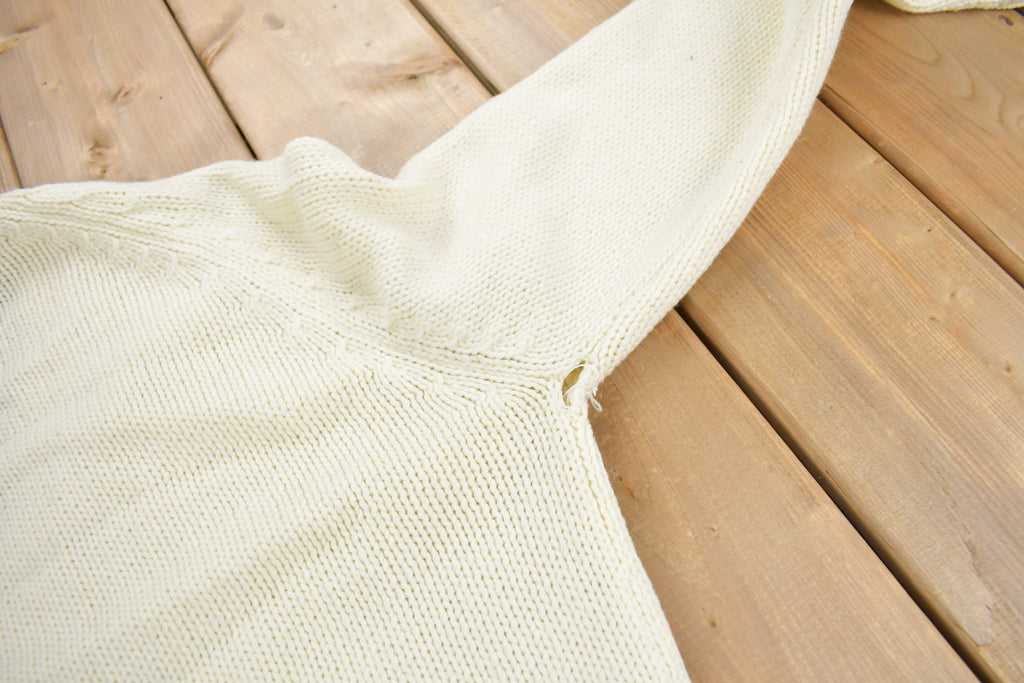 Vintage 1970s 3D Cable Knit Cardigan Sweater