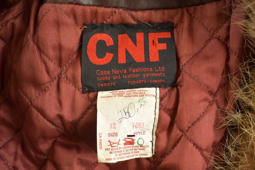 Vintage 1970s Cosa Nova Pennylane Fashions Fur Collar Leather Full Length Coat