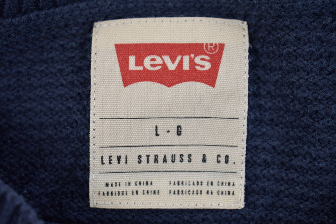 Vintage 1990s Levis Waffle Knitted Crewneck Sweater / Vintage 90s Crewneck / Sweatshirt / Blank / Solid / 90s