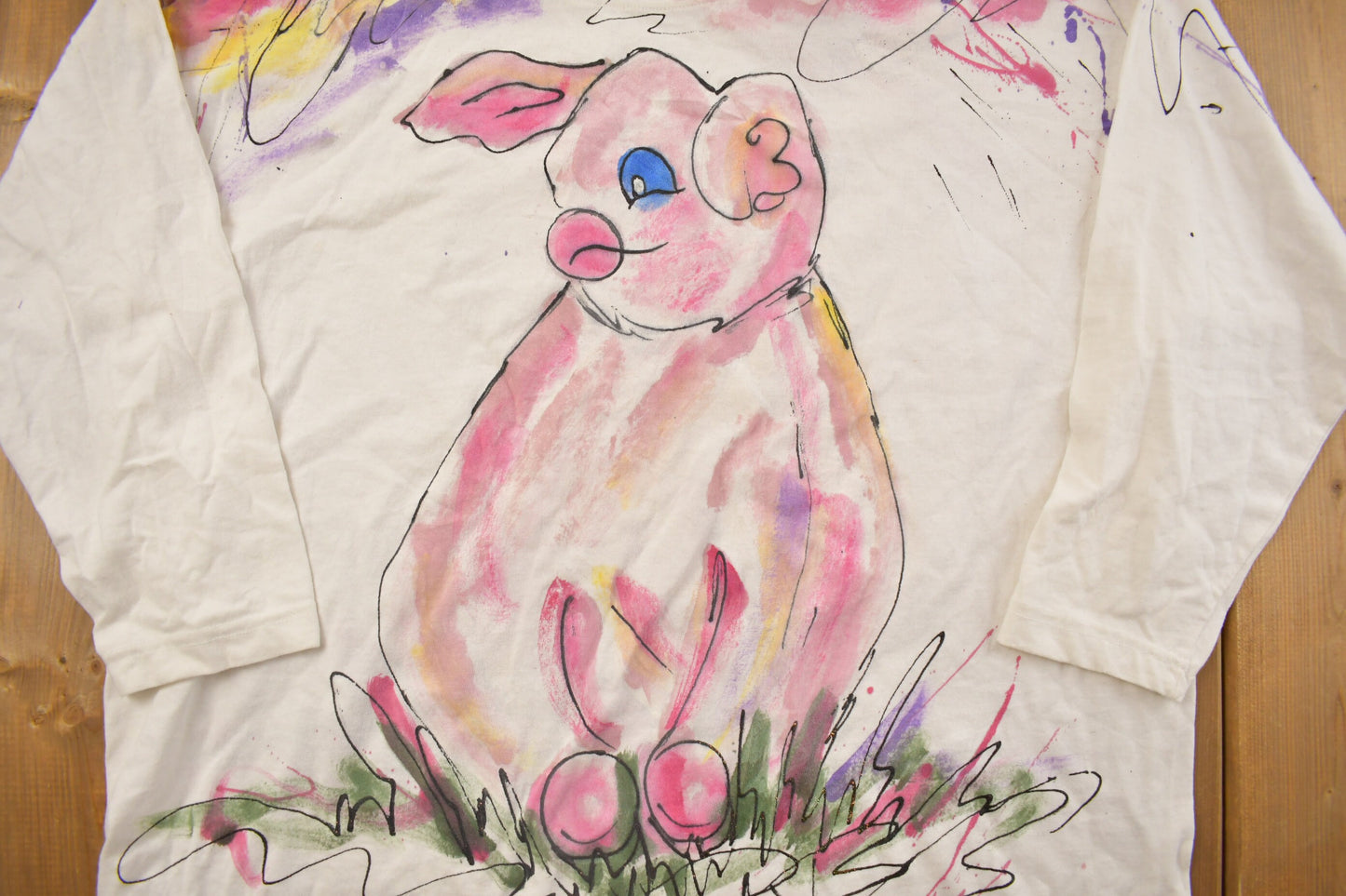 Vintage 1990s Abstract Pig Graphic T Shirt / Vintage T Shirt / Streetwear / Graphic Tee / Abstract Design