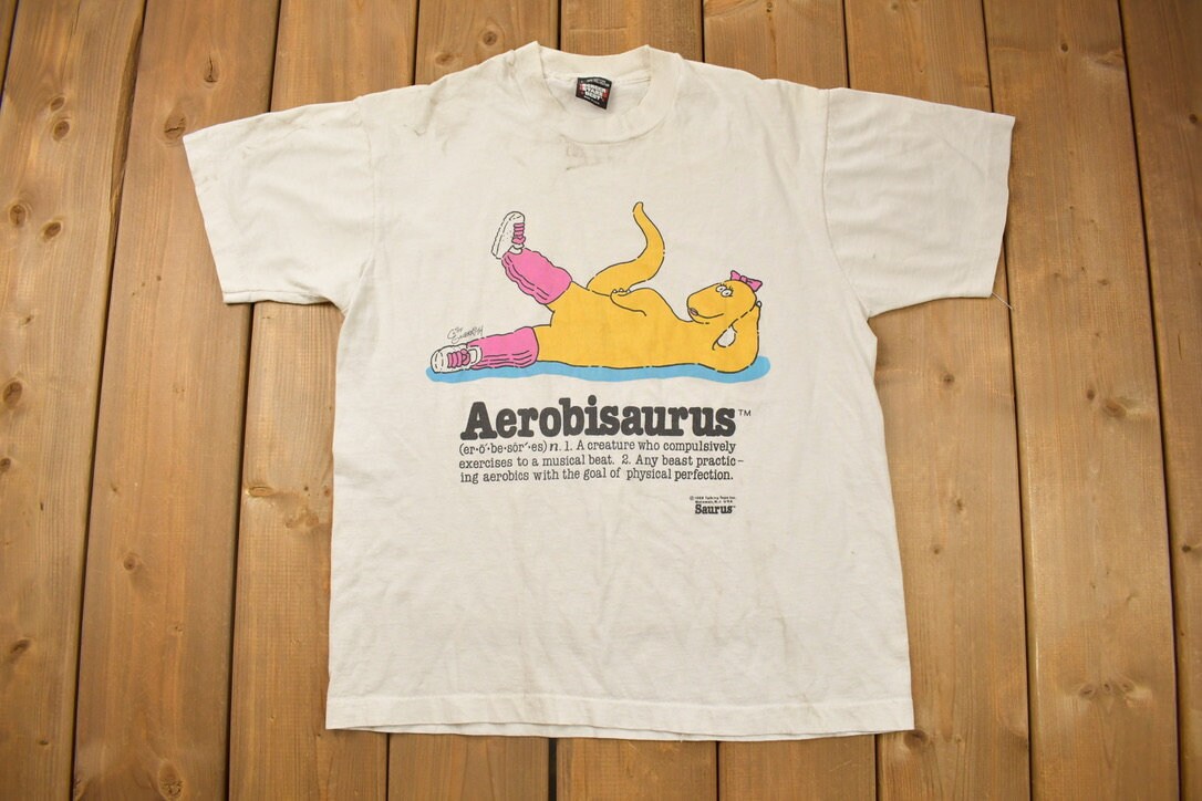 Vintage 1980s Aerobisaurus Graphic T Shirt / Vintage T Shirt / Streetwear / Graphic Tee / Single Stitch / Made In USA