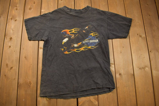 Vintage 1990s Harley Davidson South Carolina Flaming Eagle T-Shirt / Made In USA / Biker Tee / Souvenir T Shirt / Animal Tee