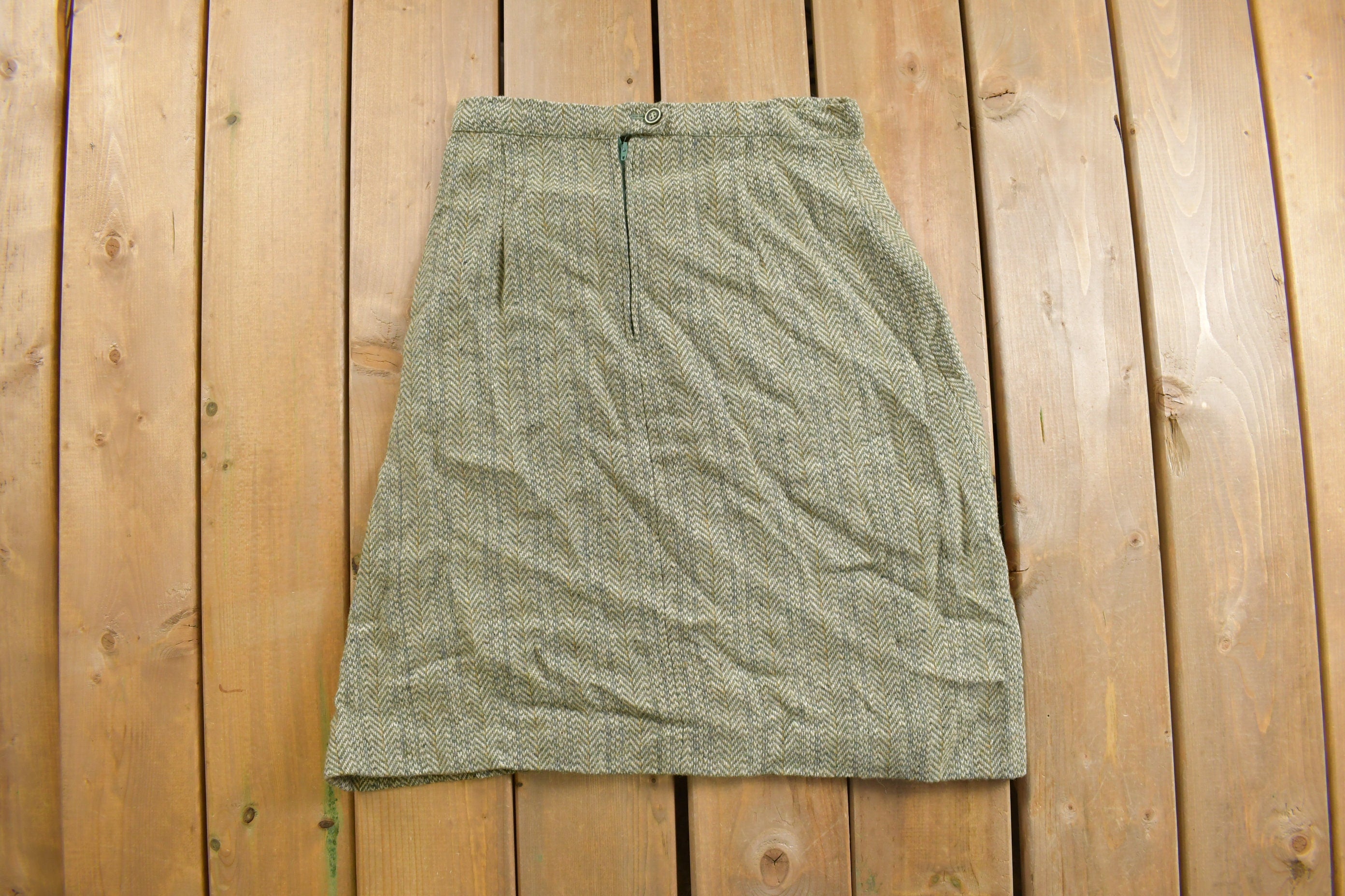 Vintage 1970s Herringbone Skirt Size 29