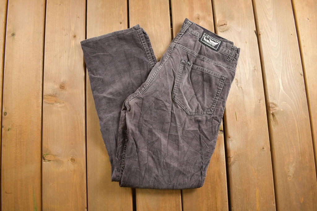 Vintage 1970s Gap Pioneer Grey Corduroy Trousers Size 31 x 28.5