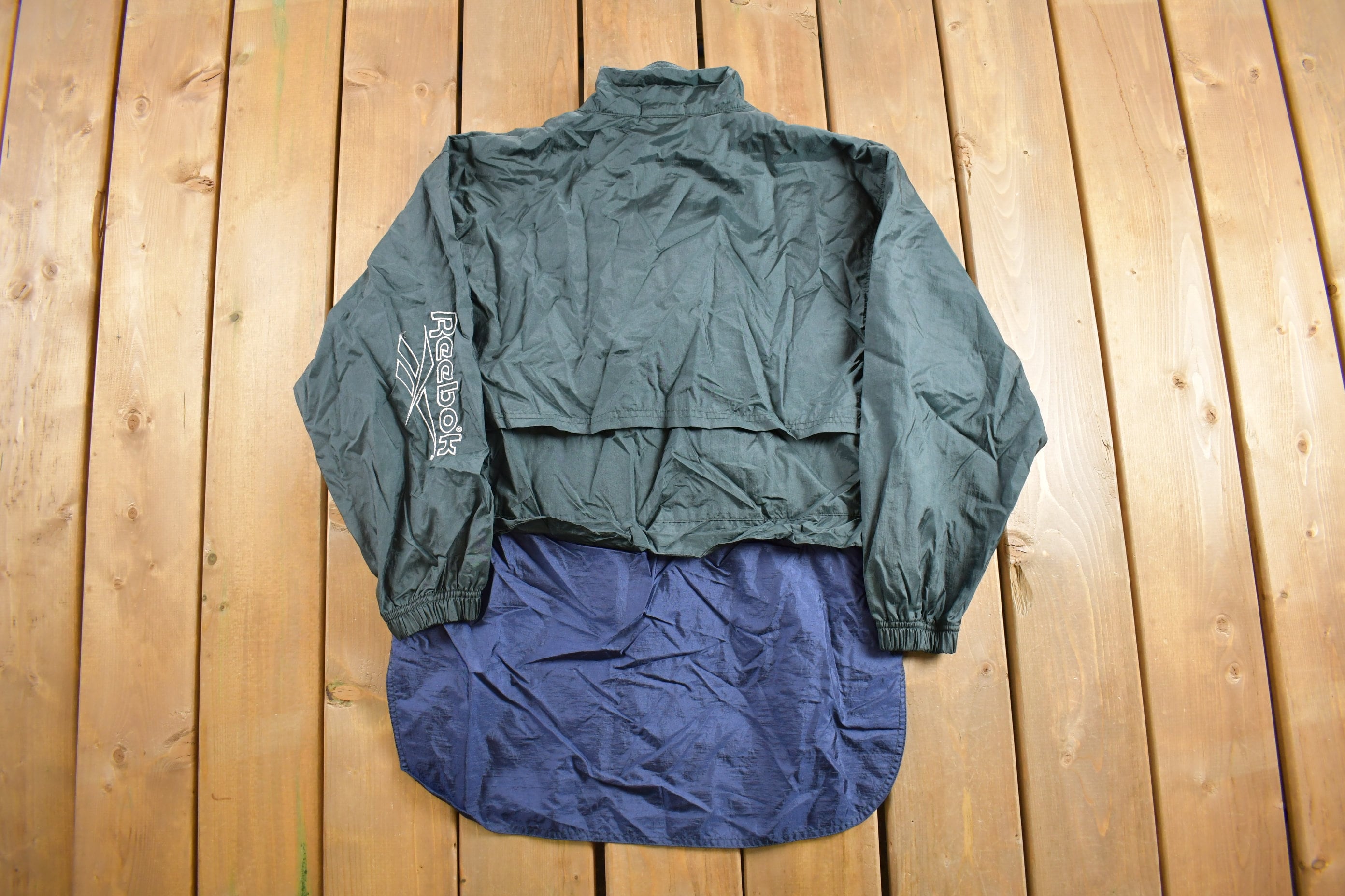 Vintage 1990s Reebok Full Zip Windbreaker Jacket / Embroidered