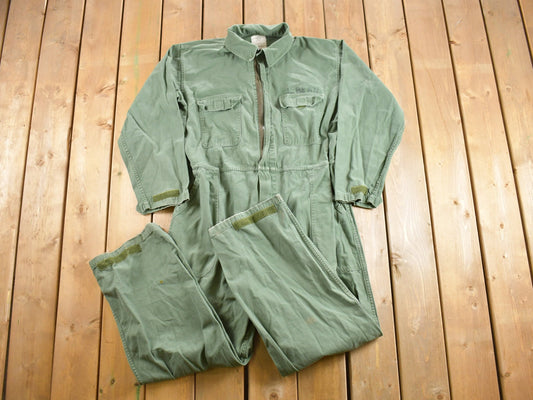 Vintage 1997 US Military Type 1 Sateen Coveralls Jumpsuit Size X-Large / Vintage Coveralls / Militaria / Distressed Coveralls / Sage Green