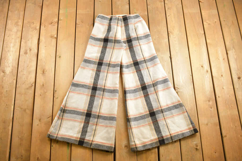 Vintage 1970s Big Flared Plaid Pants Size 26 x 31