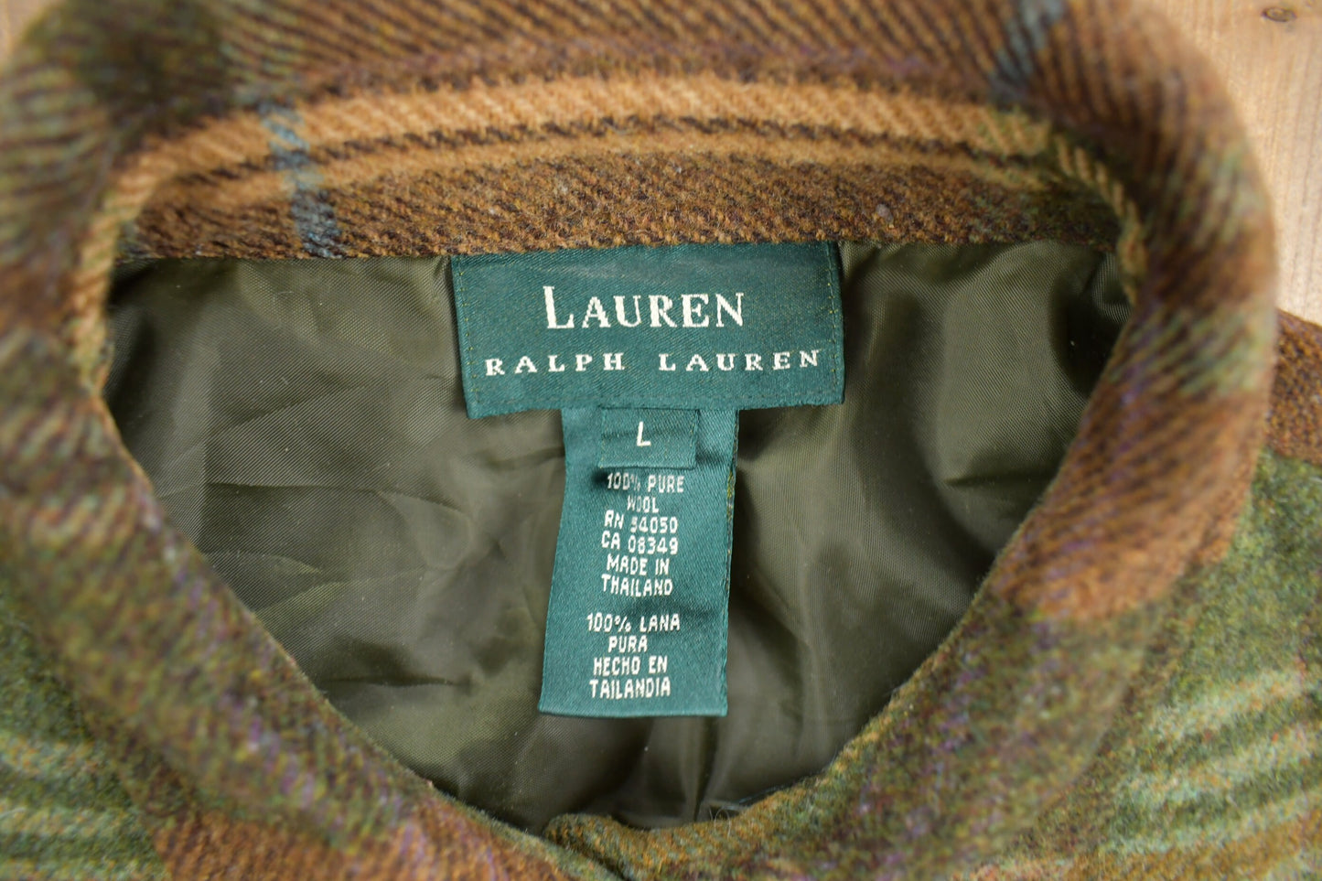 Vintage 1990s Lauren Ralph Lauren Wool Zip Flannel / Light Jacket / Vintage Flannel / Plaid Shirt / Women's