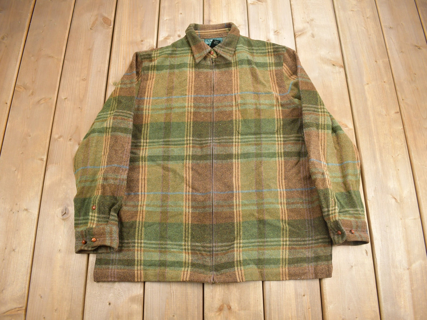 Vintage 1990s Lauren Ralph Lauren Wool Zip Flannel / Light Jacket / Vintage Flannel / Plaid Shirt / Women's