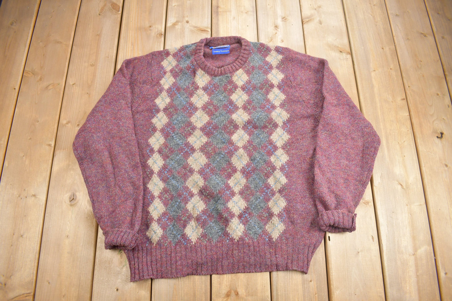 Vintage 1990s Pendleton Country Traditional 100% Virgin Wool Knit Crewneck Sweater / Pendleton Sweatshirt / Country Traditional