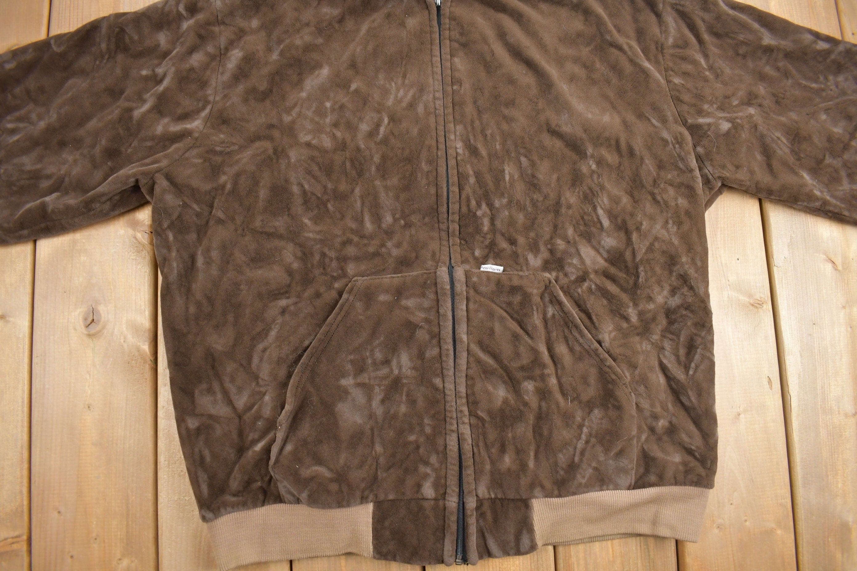 Vintage 1980s Carhartt Rugged Outdoor Wear Fleece Lined Velvet Hoodie