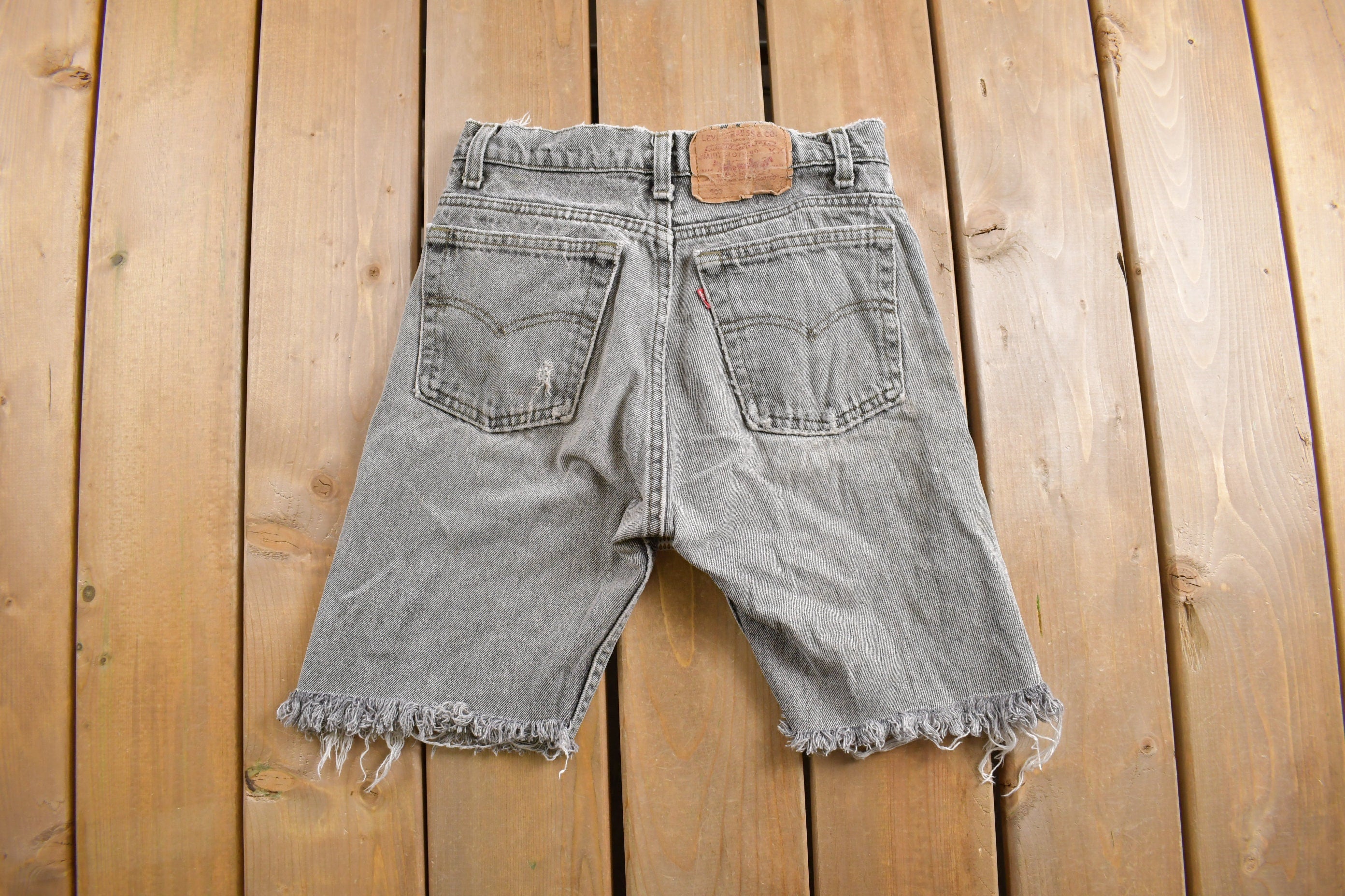 Vintage 1980s Levi's 505 Grey Light Wash Cut Offs