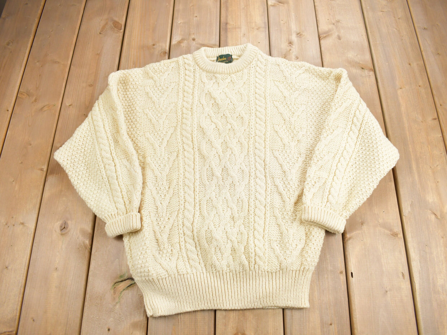 Vintage 1980s Bracken Country Wear Cable Knit Crewneck Sweater / Vintage Knit / Abstract Patterns / Outdoorsman