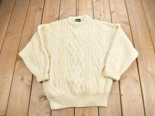 Vintage 1980s Bracken Country Wear Cable Knit Crewneck Sweater / Vintage Knit / Abstract Patterns / Outdoorsman