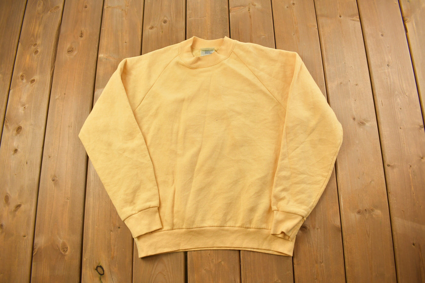 Vintage 1990s Fruit Of The Loom Yellow Blank Crewneck Sweatshirt / 90s Crewneck / Essential / Streetwear / 90s Blank