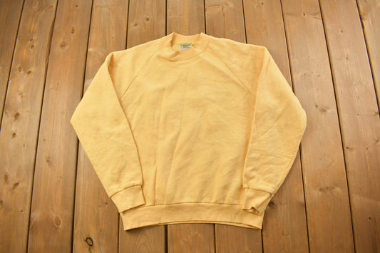 Vintage 1990s Fruit Of The Loom Yellow Blank Crewneck Sweatshirt / 90s Crewneck / Essential / Streetwear / 90s Blank