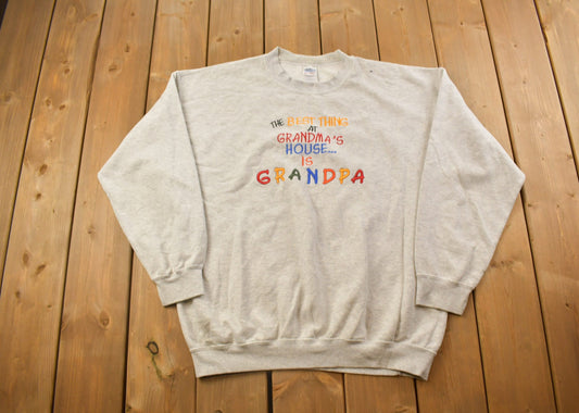 Vintage 1990s Best Grandpa Crewneck Sweatshirt / 90s Crewneck / Made In USA / Streetwear / Embroidered