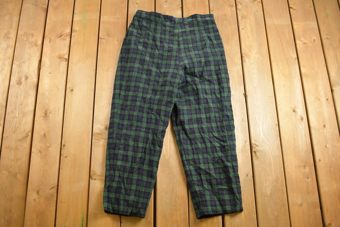 Vintage 1960s Wool Plaid Pants Size 33 x 26
