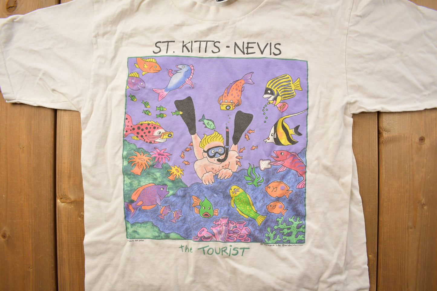 Vintage 1990s St. Kitts Scuba Diving Travel T-Shirt / 90s / Streetwear Fashion / Vacation Tee / Travel & Tourism