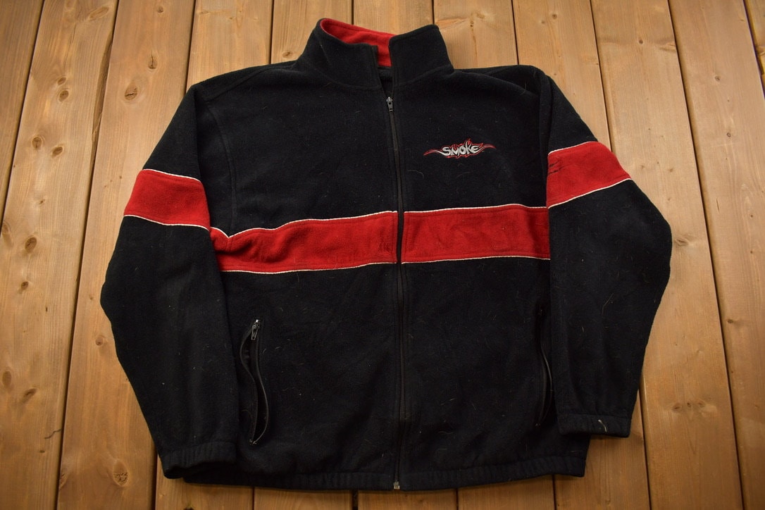 Vintage 1990s Smoke Fleece Sweater / Outdoorsman / 90s Sweater / Streetwear / Hiking / Fleece Zip up