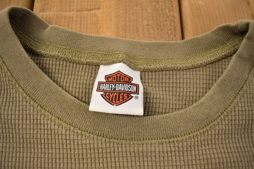 Vintage 1990s Ocean State Harley Davidson Waffle Long Sleeve Sweatshirt