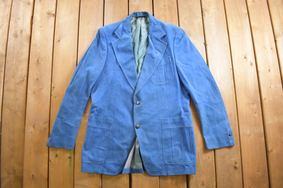 Vintage 1990s Light Weight Denim Button Up Blazer Jacket / Abstract Pattern / 90s