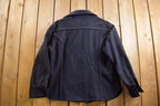 Vintage 1950s Navy Blue Wool Button Up Shirt