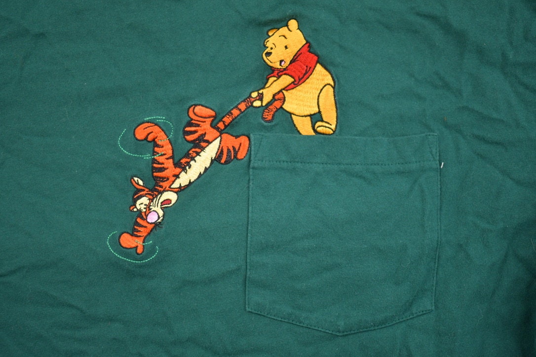 Vintage 1990s Winnie the Pooh Tigger Long Sleeve Shirt / 90s Crewneck / Essential / Streetwear / 90s / Green / 90s Disney